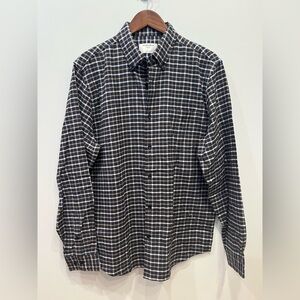 Nordstrom Men's Navy, Tan and White Button Up Flannel Shirt